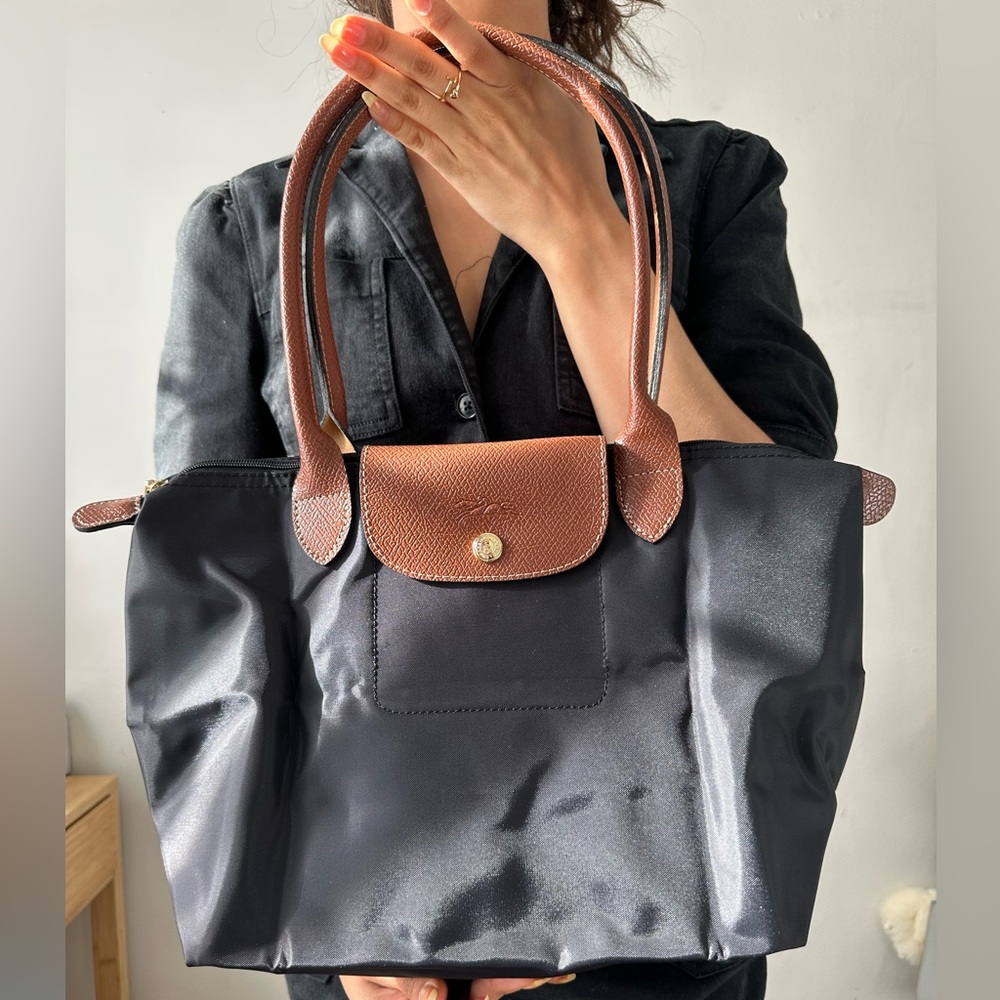 Longchamp Black and Brown Tote Bag